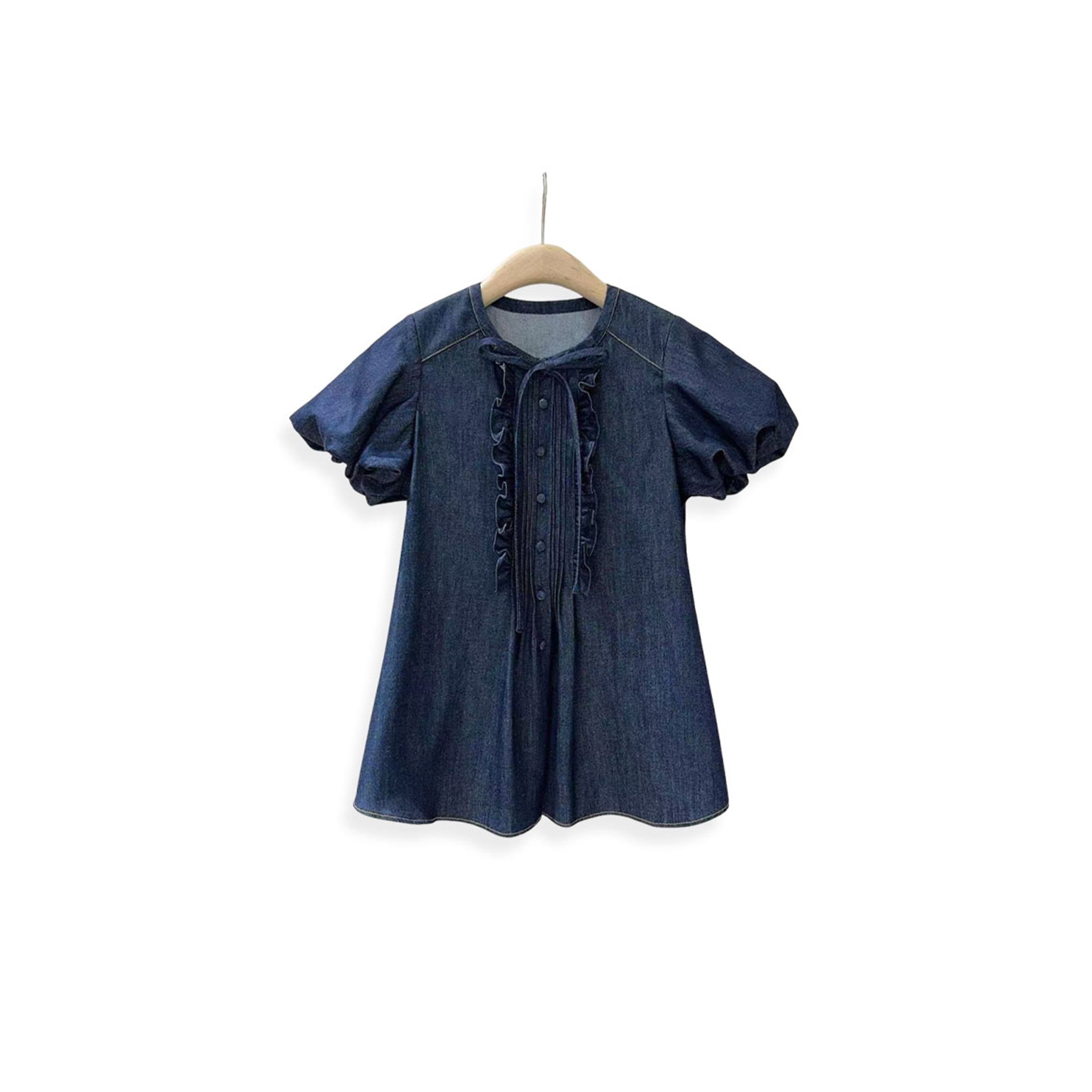 DICE KAYEK DENIM PUFF SLEEVE TOP 